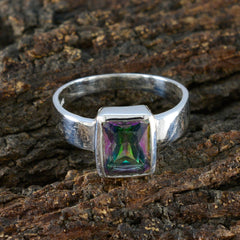Sophia Multicolor Solitaire Ring with Silver Band