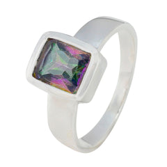 Sophia Multicolor Solitaire Ring with Silver Band