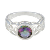 Priya Multicolor Solitaire Ring with Silver Band Mystic Quartz Multicolor
