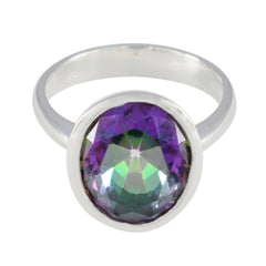 Aisha Multicolor Solitaire Ring with Gemstone Glow Mystic Quartz Multicolor