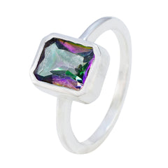 Aria Multicolor Solitaire Ring with Silver Band