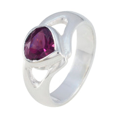 Maria silver multicolor solitaire ring with a central purple gemstone and modern design