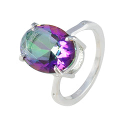 Soo-jin Multicolor Solitaire Ring with Oval Gemstone
