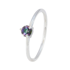 Aiko Multicolor Solitaire Ring with Silver Band