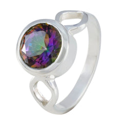 Aurora Multicolor Solitaire Ring in Sterling Silver