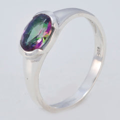 Hana Multicolor Solitaire Ring Elegant Silver Band