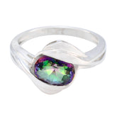 Mia Multicolor Solitaire Ring with Silver Band Mystic Quartz Multicolor