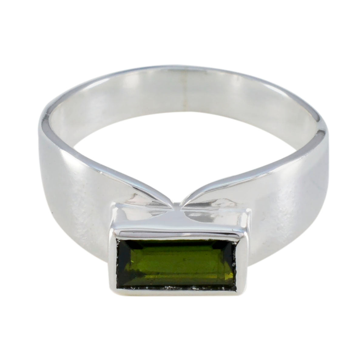 Ella Multicolor Solitaire Ring with Green Gemstone Tourmaline Multicolor