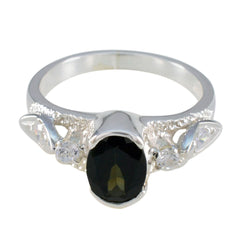 Sara Multicolor Solitaire Ring with Black Gemstone Tourmaline Multicolor