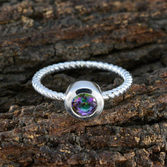 Hua Multicolor Solitaire Ring with Twisted Band