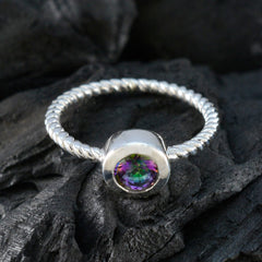 Hua Multicolor Solitaire Ring with Twisted Band