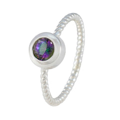 Hua Multicolor Solitaire Ring with Twisted Band