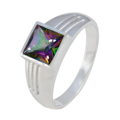 Grace Multicolor Solitaire Ring with Square Gemstone