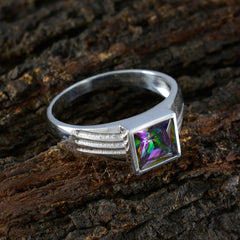 Grace Multicolor Solitaire Ring with Square Gemstone