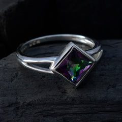 Nisa Multicolor Solitaire Ring in Sterling Silver