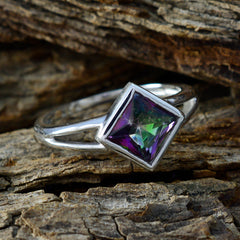 Nisa Multicolor Solitaire Ring in Sterling Silver