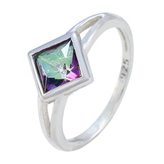 Nisa Multicolor Solitaire Ring in Sterling Silver