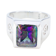 Hazel Multicolor Solitaire Ring Sterling Silver Mystic Quartz Multicolor