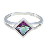 Nisa Multicolor Solitaire Ring in Sterling Silver Mystic Quartz Multicolor