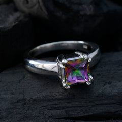 Riya Multicolor Solitaire Ring with Square Gemstone