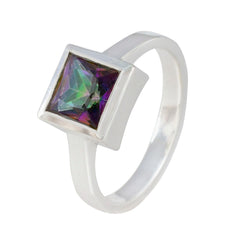 Luna Multicolor Solitaire Ring with Square Gemstone
