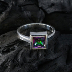 Luna Multicolor Solitaire Ring with Square Gemstone