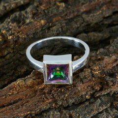 Luna Multicolor Solitaire Ring with Square Gemstone