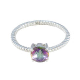 Agnes Multicolor Solitaire Ring with Twisted Band Mystic Quartz Multicolor
