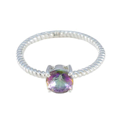 Agnes Multicolor Solitaire Ring with Twisted Band Mystic Quartz Multicolor