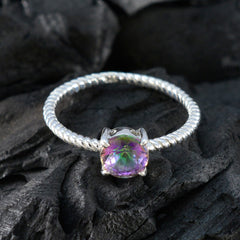 Agnes Multicolor Solitaire Ring with Twisted Band