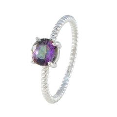 Agnes Multicolor Solitaire Ring with Twisted Band