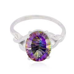 Leah Multicolor Solitaire Ring with Sparkling Gemstone Mystic Quartz Multicolor