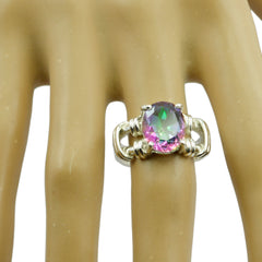 Nisa Multicolor Solitaire Ring with Silver Band