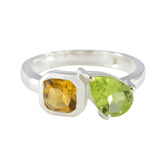 Olivia silver ring with citrine and peridot gemstones multicolor Toi et Moi ring
