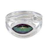 Teresa multicolor toi et moi ring with marquise-cut iridescent stone set in silver band