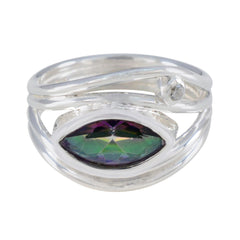 Teresa multicolor toi et moi ring with marquise-cut iridescent stone set in silver band