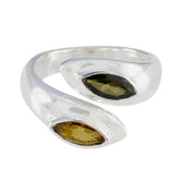 Eleanor multicolor toi et moi ring with two marquise gemstones in silver setting