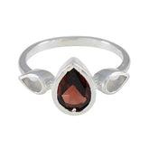 Wen sterling silver ring with pear red center and two clear pear side stones multicolor trilogy gemstone ring