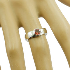 Natcha Red Solitaire Ring with Sterling Silver Band