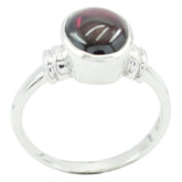 Natcha Red Solitaire Ring Elegant Gemstone Silver Band Garnet Red