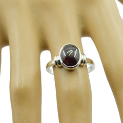 Natcha Red Solitaire Ring Elegant Gemstone Silver Band