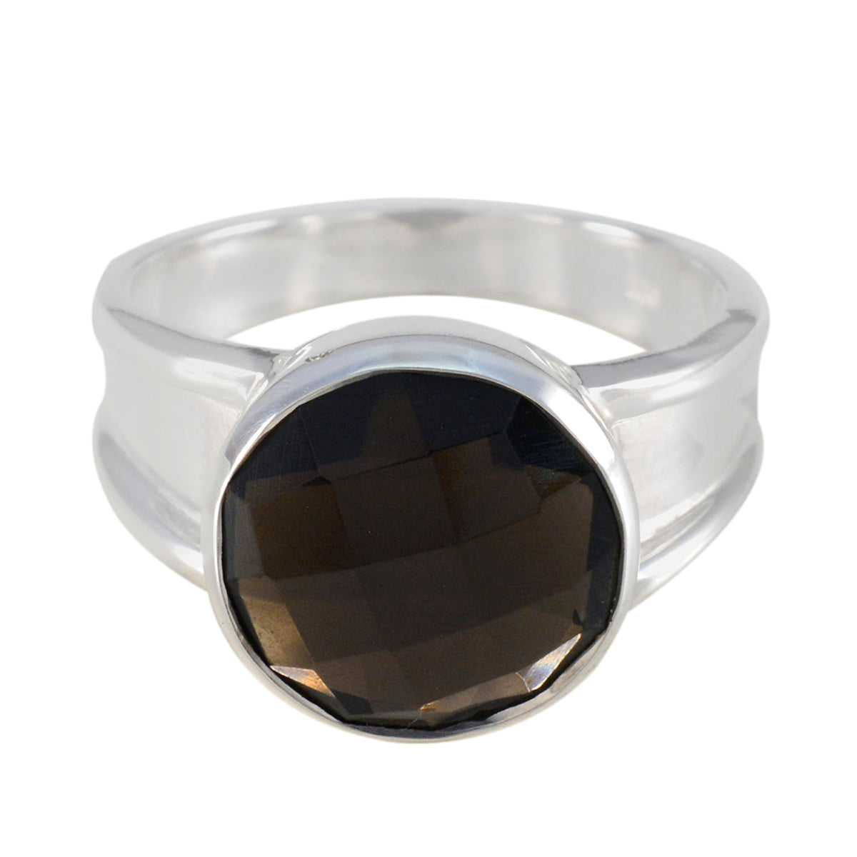 Natcha Feminine Brown Solitaire Ring Smoky Quartz Brown