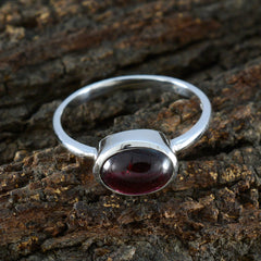 Nisa Red Solitaire Ring Oval Gemstone Silver Band