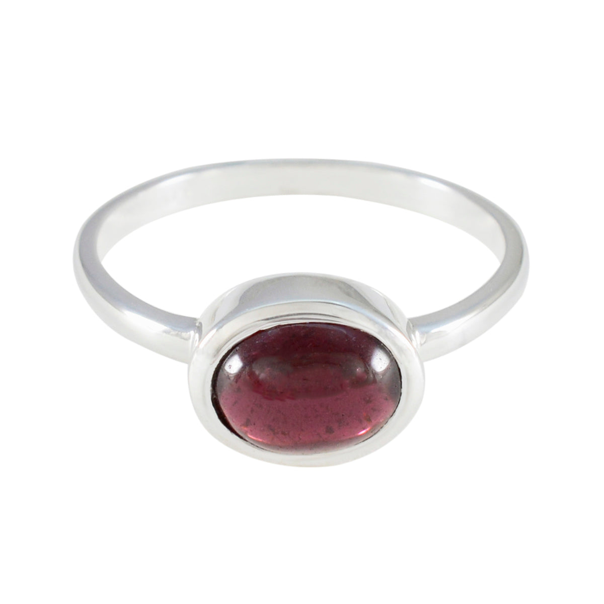 Nisa Red Solitaire Ring Oval Gemstone Silver Band Garnet Red