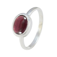 Nisa Red Solitaire Ring Oval Gemstone Silver Band