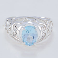 Nova Filigree Blue Solitaire Ring Elegant Design