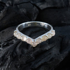 Hua pink gemstone ring for women with multiple small round pink stones set in silver band