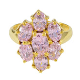 Hina pink gemstone statement ring with multiple oval pink stones set in gold band