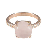 Milagros Pink Halo Gemstone Ring with Sparkling Band Rose Quartz Pink