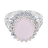 Maria Pink Halo Gemstone Ring with Silver Setting Rose Quartz Pink